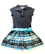 Sweetheart Rose Dress Girls 14 Black Teal Plaid School Ruffle Glitter Bu... - $11.75