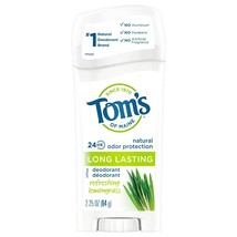 Tom&#39;s of Maine Long-Lasting Aluminum-Free Natural Deodorant for Women, Lemongras - £15.17 GBP