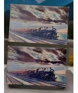 Railroad Train 20th Century Limited Leaving Chicago IL Night Lot Of 2 Po... - $4.95