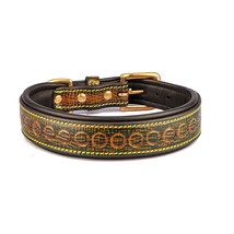 STG Genuine Leather Tooled Soft Padded Leather Dog Collar For All Breed Collar - £32.87 GBP+