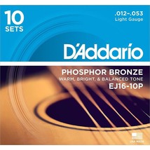 D&#39;Addario EJ16-10P Phosphor Bronze Light Acoustic Guitar Strings (10-Pack) - $115.89
