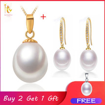  Jewelry Set Natural Freshwater  Necklace Pendant Drop Earrings Fine Party Chris - £18.35 GBP