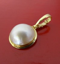 14k Yellow Gold Large Round Mabe Pearl Pendant 15.50 mm 3.9 g - $246.51