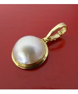 14k Yellow Gold Large Round Mabe Pearl Pendant 15.50 mm 3.9 g - £193.85 GBP