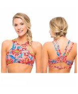 Tori Praver Floral Seafoam Bright Mango Bikini Swim Top Women&#39;s M - $19.00