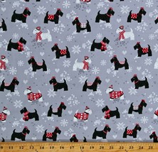 Cotton Scottie Friends Scottish Terriers Dogs Gray Fabric Print by Yard D502.72 - £10.14 GBP