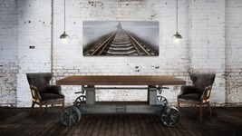 Industrial Trolley Table Desk Base - Iron Wheels - Adjustable Height - DIY - £2,181.31 GBP