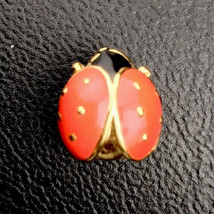 Lady Bug Pin Gold Tone Enamel Small - $10.45
