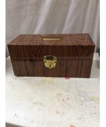 Mid Century metal storage file box vintage Wood Paint  Portafile 5.5x5.5... - $1,133.58 MXN