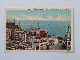 Vintage Postcard Lake Michigan From Top Of Court House Racine Wisconsin Unposted - £4.28 GBP