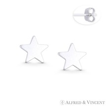 9mm Flat Star Celestial Charm Solid .925 Sterling Silver Push-Back Stud Earrings - $17.99