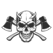 Skull Horns Axes SVG Devil&#39;s Skeleton Halloween Clipart Horror sillhouette Hell  - £1.72 GBP