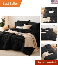 Deluxe 7-Piece King Comforter Set - 100% Microfiber with Stylish Seersucker - $89.99