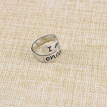 Quote Ring I AM ENOUGH Adjustable Jewelry Rhodium Plated Inspirational Words - £23.98 GBP