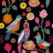 Varypaper 17.7&#39;&#39;X78.7&#39;&#39; Dark Parrot Floral Wallpaper Vintage Exotic Birds Floral - £35.27 GBP