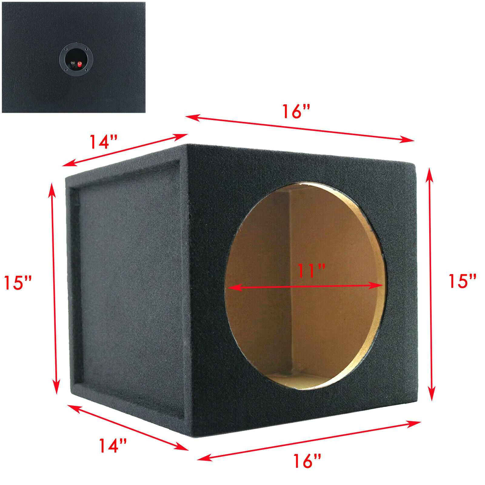1x Audiotek Car Audio Single 12" Sealed Subwoofer Sub Box Enclosure 1" MDF Wood