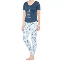 DANSKIN Pajama Set Supersoft Shirt &amp; Jogger Midnight Swim Color Large $4... - $17.99