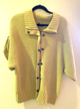 Apostrophe Womens Mustard Yellow Oversized Knit Sweater Cardigan Zip Button Sz M - £13.17 GBP