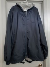 NIKE Nylon Windbreaker Jacket Coat Flannel Lined Hood Full Zipper Blue M... - $38.86