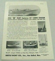 1951 Print Ad Beetle Boat 24&#39; Cabin Cruiser BB Fleet 4 Others New Bedfor... - $14.10