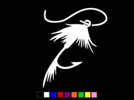 FLY FISHING HOOK Fisherman Vinyl Decal Truck Wall Sticker CHOOSE SIZE COLOR - $61.17 MXN+