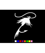 FLY FISHING HOOK Fisherman Vinyl Decal Truck Wall Sticker CHOOSE SIZE COLOR - $3.33+