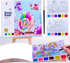 JUNQIU Watercolor Coloring Books for Kids Ages 4 8 Pocket Watercolor Pai... - $22.23