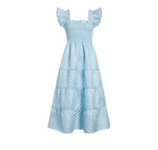 NWT Hill House Ellie Nap Dress in Blue White Brocade Smocked Tiered Midi XS - $175.00