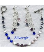 Sunset Blues, Purples Blacks Cat&#39;s Eye Bracelet Earring Set - $31.22 CAD