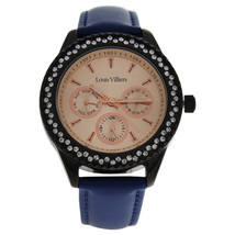 LV2081 Black/Blue Leather Strap Watch - $15.49