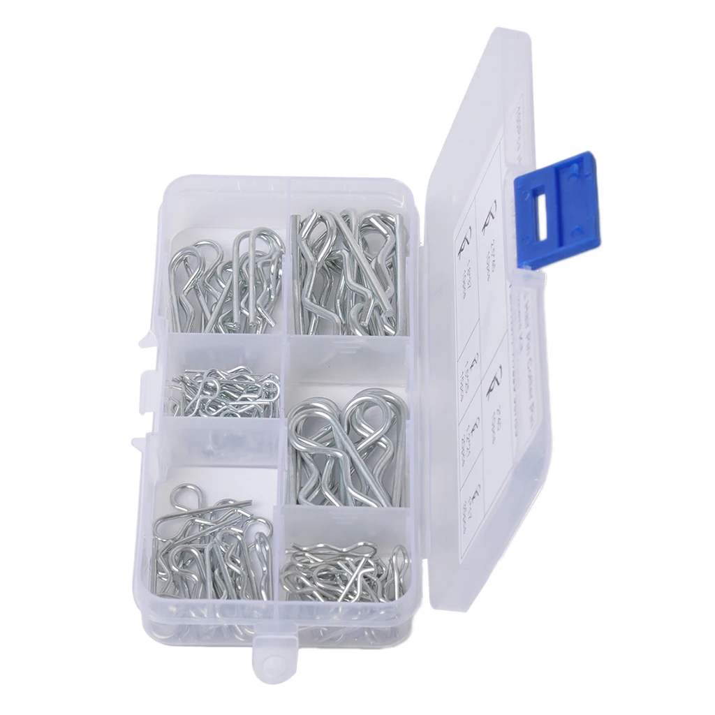 Hitch Clip Assortment Kit - 100Pcs R Cotter Pins Tractor Pin Clips with Plasti - £14.87 GBP