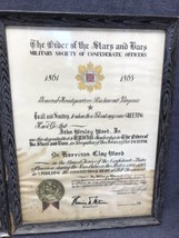 Military Society Of Confederate Officers Certificate Dr Harrison Clay Ward - £85.69 GBP