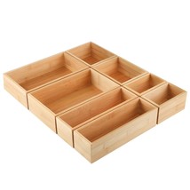 Kootek 8 Pcs Bamboo Drawer Organizer Utensil Tray Kitchen Storage Box 4-... - $62.69