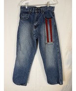 Rare Mens Vintage Ice Pole Blue Denim Jeans 30x30 Baggy Embroidered - $68.15 CAD