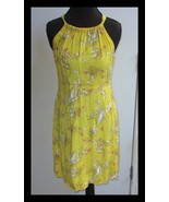 Express Women&#39;s S Yellow  Floral Print  Halter Dress Rayon Back Tie - $20.29 CAD