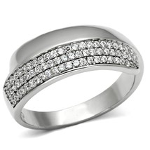 925 Silver Wide Micro Pave Simulated Diamond Cross Over Band Wedding Ring Sz 5-9 - £103.26 GBP
