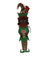 Christmas Wooden Glittered 24” Wall Hinging Elf Girl Decor. - $33.56