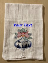 Handmade personalized silhouette Christmas ornament embroidered flour sack towel - £5.52 GBP