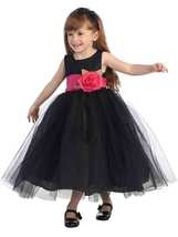 Stunning Girl&#39;s Black/Fuchsia Tulle Flower Girl Pageant Party Dress, Lito USA - £41.24 GBP+