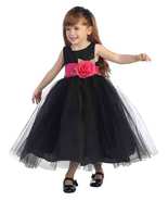 Stunning Girl&#39;s Black/Fuchsia Tulle Flower Girl Pageant Party Dress, Lit... - £32.48 GBP+