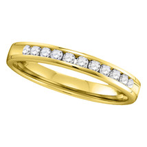 14kt Yellow Gold Womens Round Channel-set Diamond Single Row Wedding Band - £335.53 GBP