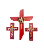 Set of 3 Western/Boho Cross Wall Decor – Red - €50,00 EUR