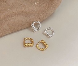 925 Solid Sterling Silver Huggie Hoop Ring Three Beads Ball Piercing Earrings - £36.76 GBP