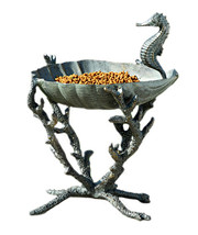 Verdigris Finish Aluminum Seahorse Birdbath Bird Feeder - £203.37 GBP