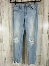 American Eagle Womens Jeans Stretchy Distressed Light Wash Size 4 (28x26) - $17.31