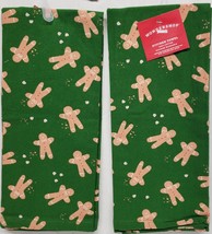 2 Same Printed Kitchen Towels (16&quot;x26&quot;) CHRISTMAS,GINGERBREAD MEN ON GRE... - $13.85