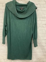 Questions Womens Sweater Plus size 3X Green Studded Neck &amp; Cuffs business top - $12.24