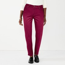 Croft Barrow Ankle Pants Womens 8 Berry Red Magenta Microfiber Stretch NEW - $24.62