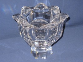 Orrefors Clear Crystal Vtg Bowl Flower Shaped Petal Sweden Pedestal Signed - £82.41 GBP