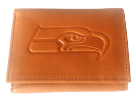 Seattle Seahawks Wallet Embossed Trifold Pecan Cowhide #STR2901 New - $21.49